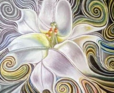 Peinture intitulée "While flower" par Marija Mitrovic, Œuvre d'art originale, Huile