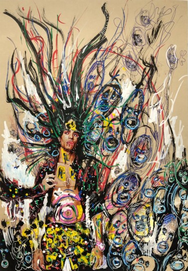 Le Médusé… et sa Messaline Peinture intitulée "Le Médusé… et sa Me…" par Romano Valsky, Œuvre d'art originale, Acrylique