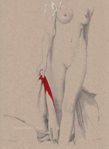 "Rred Nr.3 (17:12)" Tekening getiteld ""Rred Nr.3 (17:12)"" door Walter Roos, Origineel Kunstwerk, Potlood