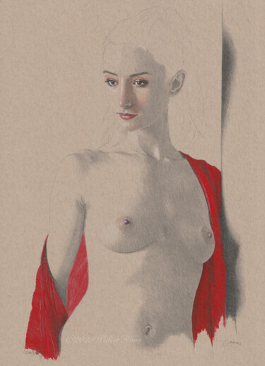 "Rred Nr.4 (23:40)" Tekening getiteld ""Rred Nr.4 (23:40)"" door Walter Roos, Origineel Kunstwerk, Potlood