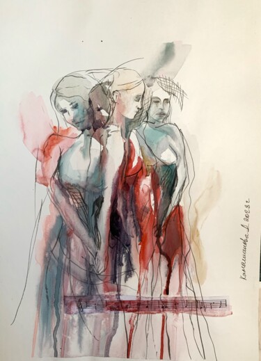 Roundelay Pintura intitulada "Roundelay" por Daria Kamishanova, Obras de arte originais, Aquarela