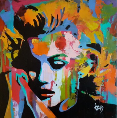 Schilderij getiteld "Marylin" door Iza, Origineel Kunstwerk, Acryl Gemonteerd op Frame voor houten brancard