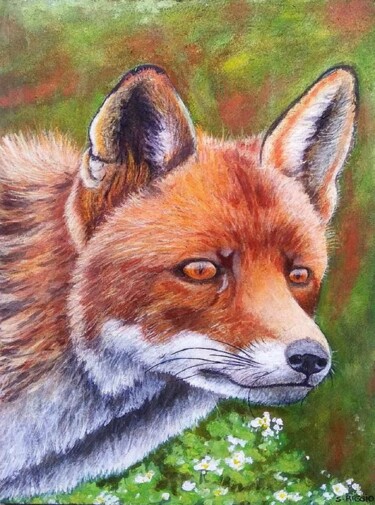 Malerei mit dem Titel "Renard roux" von Sabrina Riggio, Original-Kunstwerk, Aquarell