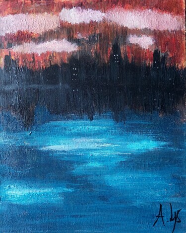 Schilderij getiteld "Dark CIty" door A Lys, Origineel Kunstwerk, Acryl