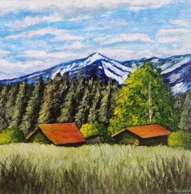 L'air de la montagne Peinture intitulée "L'air de la montagne" par Sabrina Riggio, Œuvre d'art originale, Acrylique Monté sur Châssis en bois