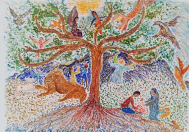 제목이 "L'arbre qui unit le…"인 미술작품 Monique Pouchet로, 원작, 파스텔 판지에 장착됨