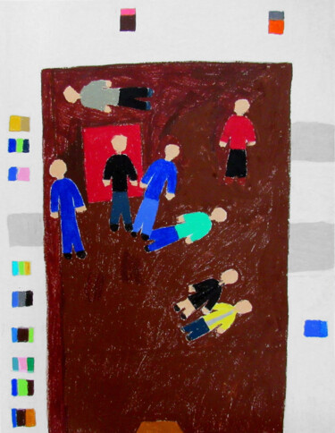 Drawing titled "Vernissage" by Guillaume Chocu (YAUME-C), Original Artwork, Pastel Mounted on Wood Panel