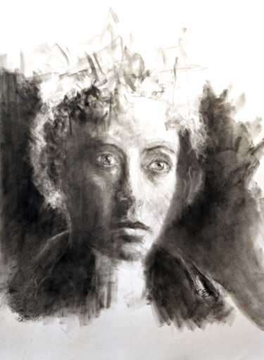 图画 标题为“Visage surpris” 由Franck Sanz, 原创艺术品, 木炭
