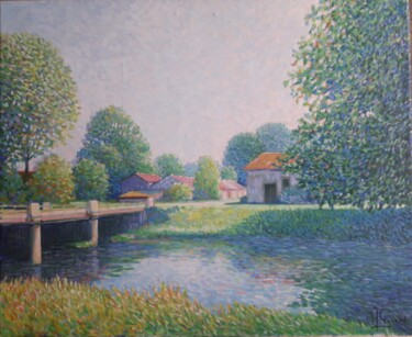 Painting titled "Lavoye (verdure et…" by Jm Guenard, Original Artwork, Oil