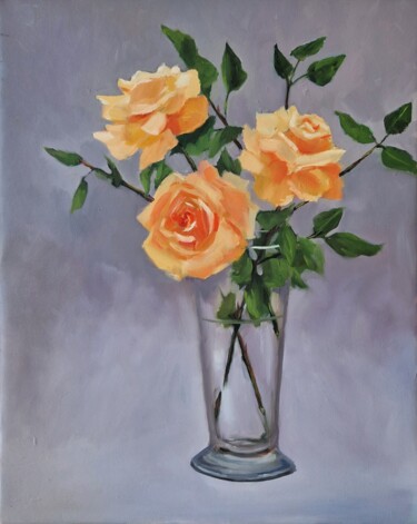Yellow roses Ζωγραφική με τίτλο "Yellow roses" από Tatiana Karchevskaya, Αυθεντικά έργα τέχνης, Λάδι