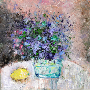 제목이 "Wild Flower Bouquet…"인 미술작품 Indrani Ghosh로, 원작, 기름 기타 단단한 패널에 장착됨