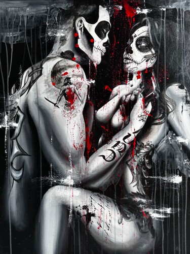 Schilderij getiteld "The Madness" door Iuliia Sumkina(J.Bag’S), Origineel Kunstwerk, Acryl Gemonteerd op Houten paneel