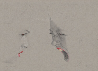 图画 标题为“"Der Streit (17:47)"” 由Walter Roos, 原创艺术品, 铅笔