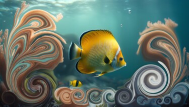 Digital Arts titled "Tropical fish in th…" by Mary Gov, Original Artwork, Digital Print