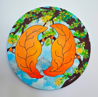 Peinture intitulée "Conversation sur un…" par Jocelyne Deschamps-Kus, Œuvre d'art originale, Acrylique Monté sur Châssis en…