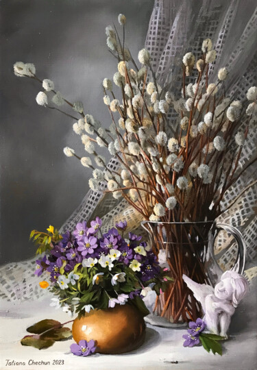 Spring mood Painting titled "Spring mood" by Tatjana Cechun, Original Artwork, Oil