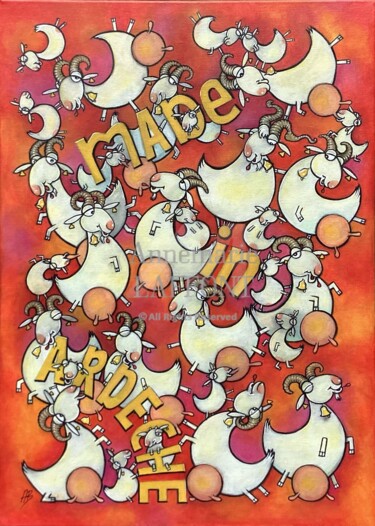 Made in Ardèche 绘画 标题为“Made in Ardèche” 由Annemarie Laffont, 原创艺术品, 丙烯 安装在木质担架架上