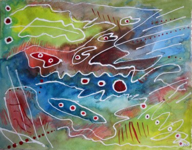 Peinture intitulée "Formes discontinues" par Pierre-Alain Mathieu, Œuvre d'art originale, Aquarelle