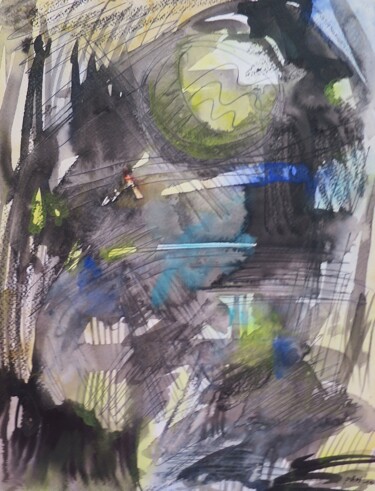 Schilderij getiteld "La terre tourne" door Pierre-Alain Mathieu, Origineel Kunstwerk, Inkt