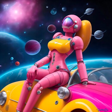Arts numériques intitulée "Rose robotique cosm…" par Doron B, Œuvre d'art originale, Peinture numérique