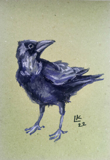 绘画 标题为“Black crow bird” 由Lada Kholosho, 原创艺术品, 粉彩