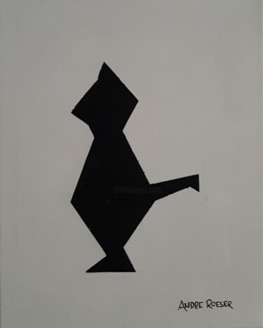 Painting titled "Nola mon chat" by André Roeser, Original Artwork, Acrylic Mounted on Wood Stretcher frame