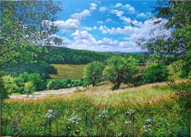 Painting titled "Abandoned orchard" by Lorant Cucui, Original Artwork, Acrylic Mounted on Wood Stretcher frame