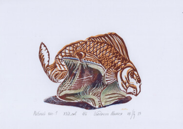 绘画 标题为“Fish dreams 1. Wall…” 由Maria Shedrina, 原创艺术品, Linocuts