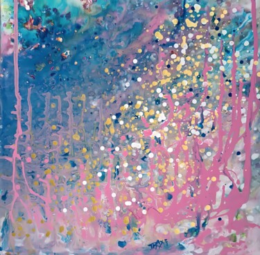 Romantic Dream: Sea, Golden Sands and Abstract Pink Dreams Peinture intitulée "Romantic Dream: Sea…" par Diana Dimova - Traxi, Œuvre d'art originale, Acrylique