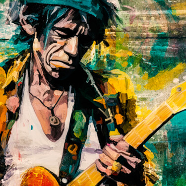 Keith Richards Painting titled "Keith Richards" by Holger Mühlbauer-Gardemin, Original Artwork, Acrylic Mounted on Wood Stretcher frame