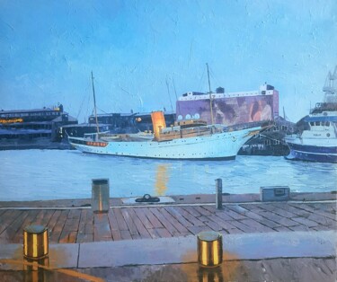 Painting titled ""Dannebrog". Evenin…" by Iryna Makhovska, Original Artwork, Acrylic Mounted on Wood Stretcher frame