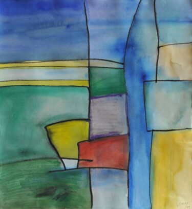Painting titled "D'eaux minos" by Pierre-Alain Mathieu, Original Artwork, Watercolor