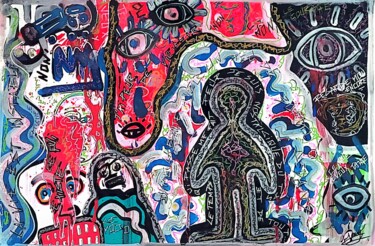 Disegno intitolato "instabilité" da Eva Henry, Opera d'arte originale, Pennarello