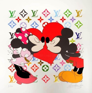 Prenten & gravures getiteld "Kiss Me" door Sergio Veglio, Origineel Kunstwerk, Zeefdruk