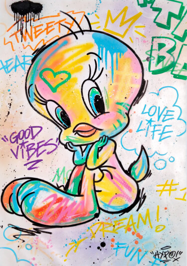 绘画 标题为“Tweety - Good Vibes…” 由Alessio Hassan Alì (Hipo), 原创艺术品, 喷漆