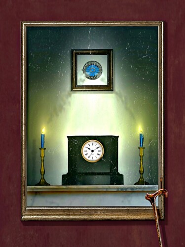 TIME REMEMBERED (Voir des vues supplémentaires) REAL CLOCK Digital Arts titled "TIME REMEMBERED (Vo…" by Astr, Original Artwork, Digital Painting Mounted on Wood Stretcher frame