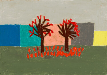 Drawing titled "Octobre" by Guillaume Chocu (YAUME-C), Original Artwork, Pastel Mounted on Wood Panel