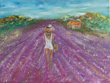 "lavande et femme se…" başlıklı Tablo Michel Capra tarafından, Orijinal sanat, Petrol Ahşap panel üzerine monte edilmiş