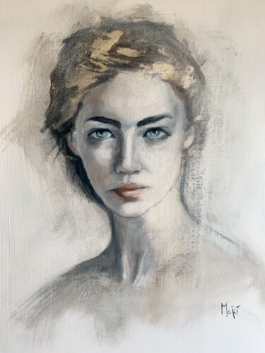 Painting titled "I look at you" by Maria Romano, Original Artwork, Oil