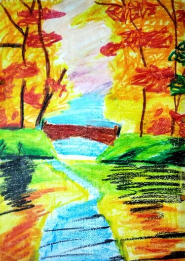 Drawing titled "The Dawn" by Bhaswati Bishoi, Original Artwork, Pastel