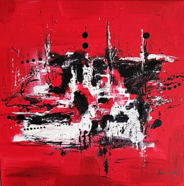 Recueillement - tableau abstrait rouge noir blanc Painting titled "Recueillement - tab…" by Âme Sauvage, Original Artwork, Acrylic Mounted on Wood Stretcher frame