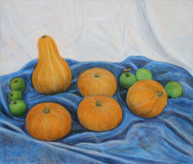 绘画 标题为“Pumpkins and Apples…” 由Alexey Beregovoy, 原创艺术品, 油 安装在木质担架架上