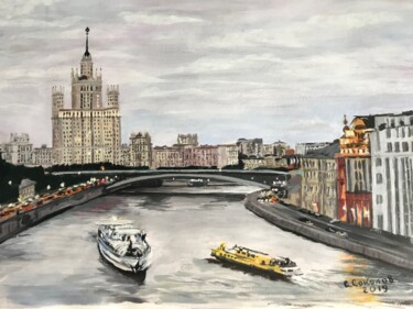 Pittura intitolato "Москва" da Sergei Sokolov, Opera d'arte originale, Acrilico