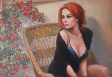 Painting titled "in the garden" by Gennadiy Protsko, Original Artwork, Oil