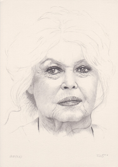 Zeichnungen mit dem Titel "Brigitte Bardot (17…" von Walter Roos, Original-Kunstwerk, Bleistift