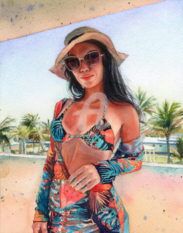 绘画 标题为“SUNNY CUBA” 由Alina Shangina, 原创艺术品, 水彩