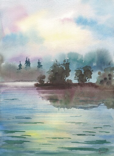 제목이 "Small island and fo…"인 미술작품 Eugene Popov로, 원작, 수채화
