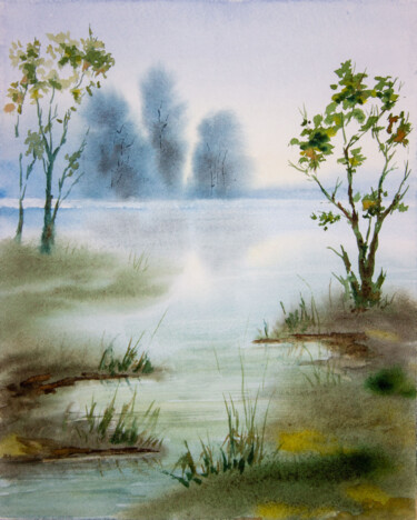 제목이 "The lake and last f…"인 미술작품 Eugene Popov로, 원작, 수채화