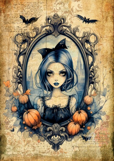 数字艺术 标题为“Halloween Gothic Gi…” 由Mala, 原创艺术品, 数字拼贴