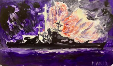 "Affondamento della…" başlıklı Tablo Mario Pratesi tarafından, Orijinal sanat, Petrol